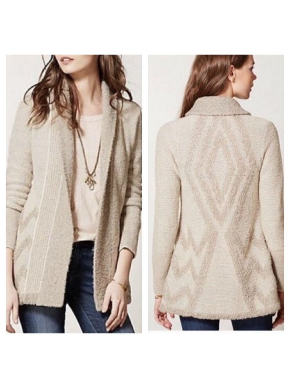 Anthropologie Angel of the North Equinox Wool Blend Boucle Cardigan